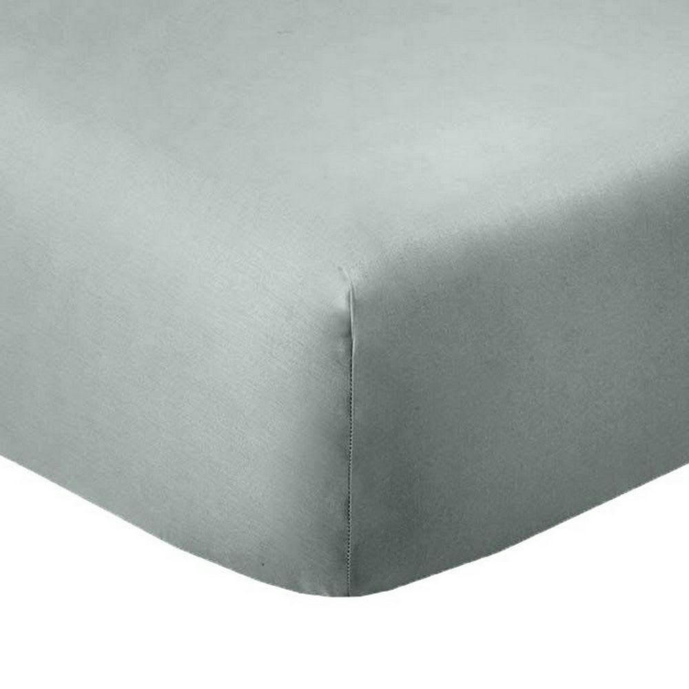 - Drap housse 2 places coton gris argent 180x200 cm