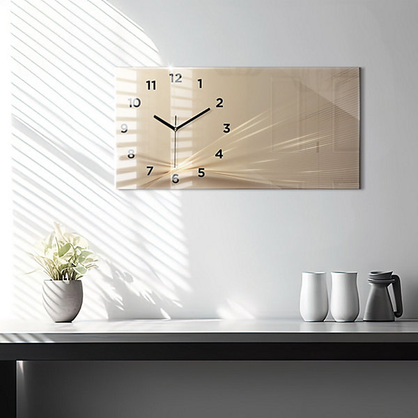 Horloge murale Wallfluent 60x30 cm Avec chiffres Aiguilles noires Lumière abstraite 1 pcs