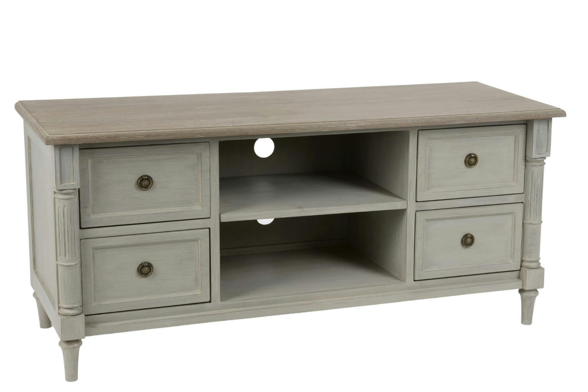 EDWARD - Meuble TV en bois 4 tiroirs 2 niches