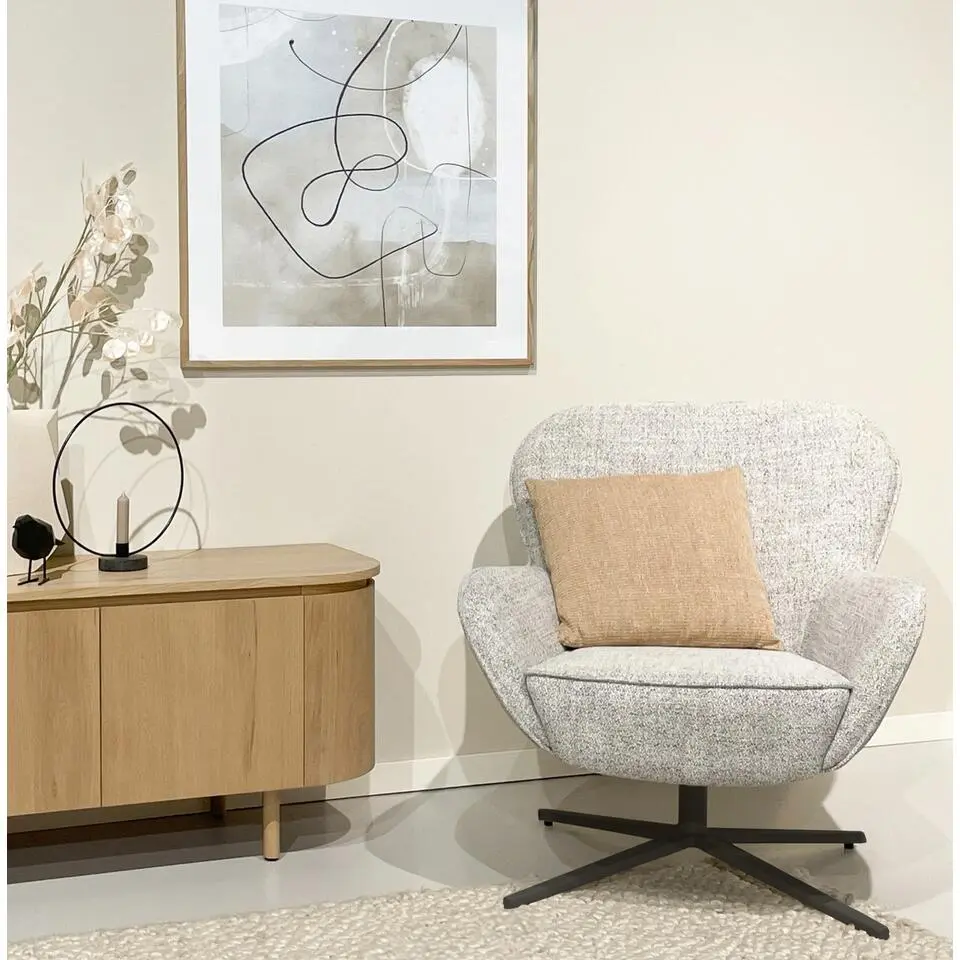 Fauteuil Draaibaar - Beige Stof - 80x89x84cm - Sven