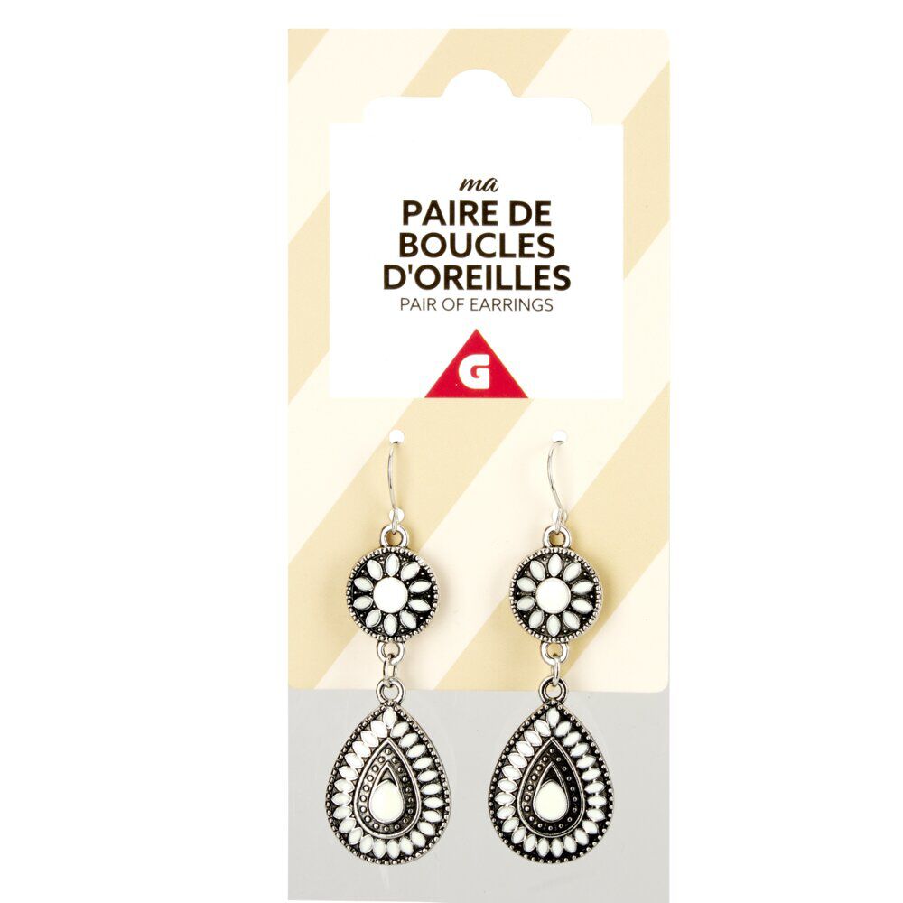 Paire de boucles d'oreilles pendantes L6,5cm (3 modèles)