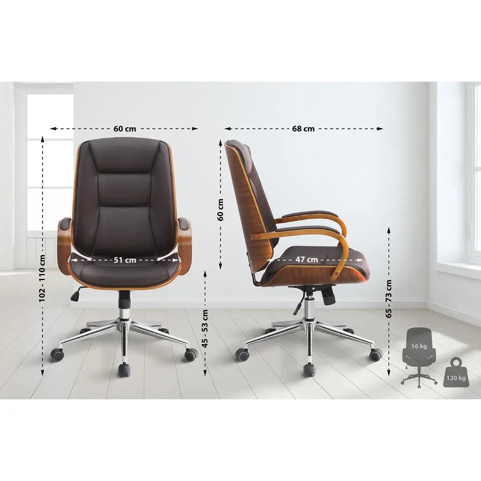 CLP Bureaustoel Yankton Kunstleer - walnoot/bruin