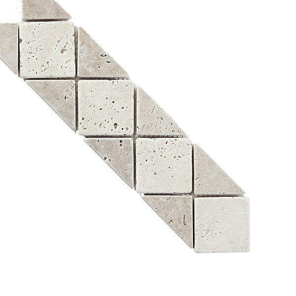 Listel travertin pierre naturelle losanges beige marron 31.5 x 6,7 x ép. 0,8 cm GoodHome
