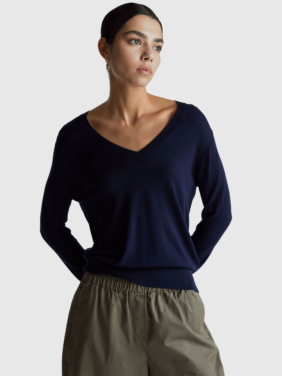 V-neck top in silk blend