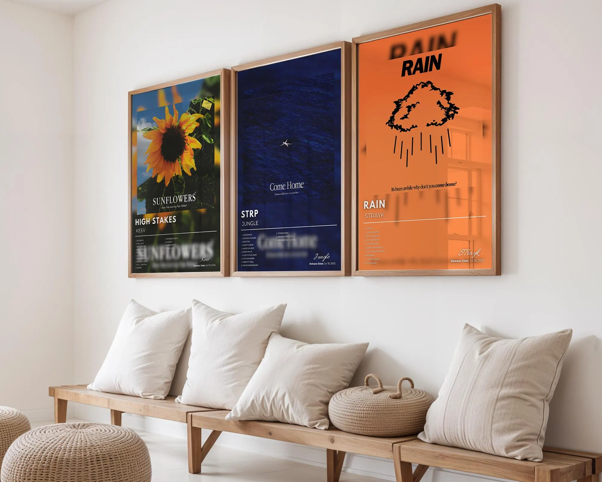 Set of 3 Custom Album Posters, Custom Music Gift, Music Art, Album Cover Poster, Room Decor