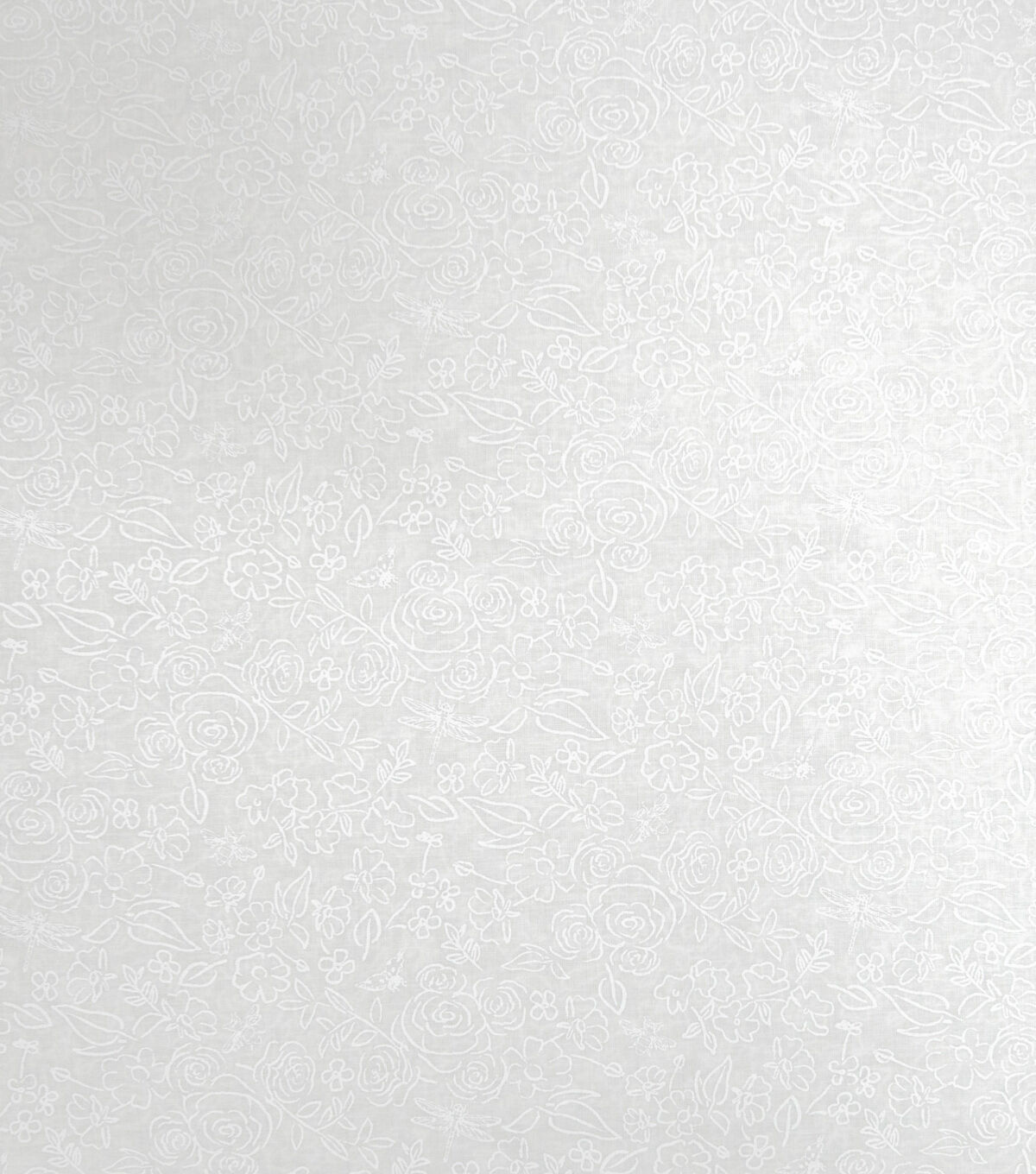 White Tonal Floral Quilt Cotton Fabric by Keepsake Calico