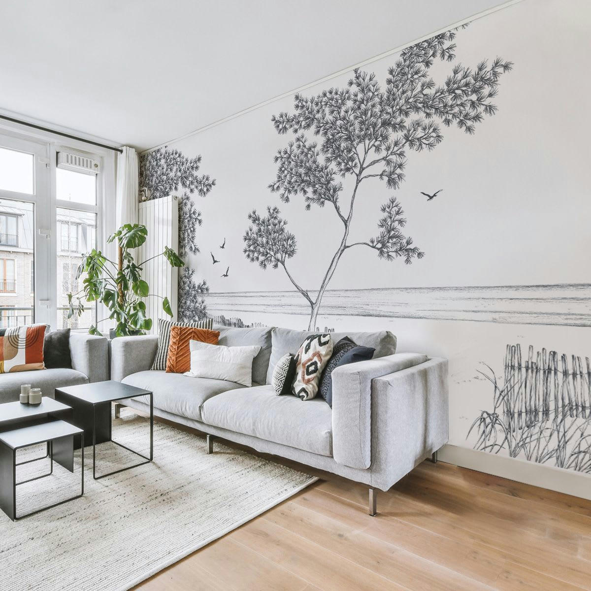 - Papier peint panoramique balade en bord de mer 225 x 250 cm