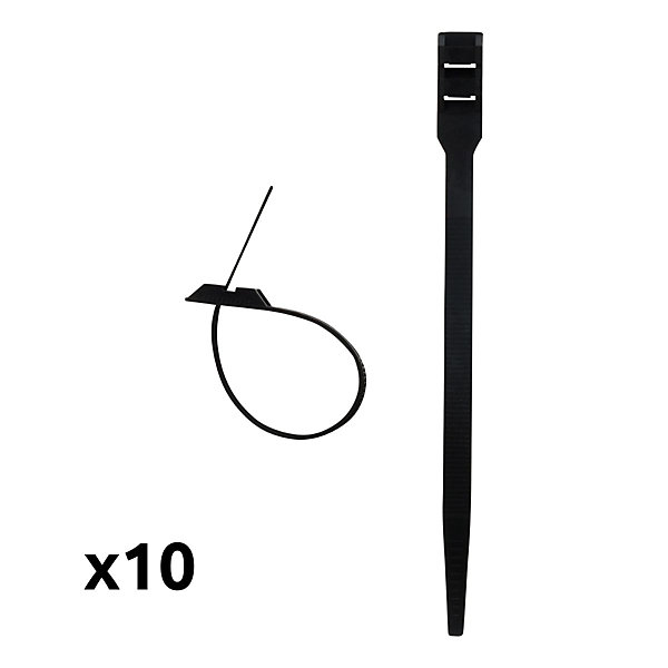 Lot de 10 colliers de câblage 9x 180mm - Noir - Zenitech