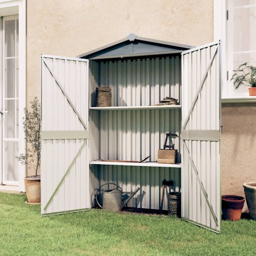 NNEVL Garden Shed Grey 107.5x46x183 cm Galvanised Steel