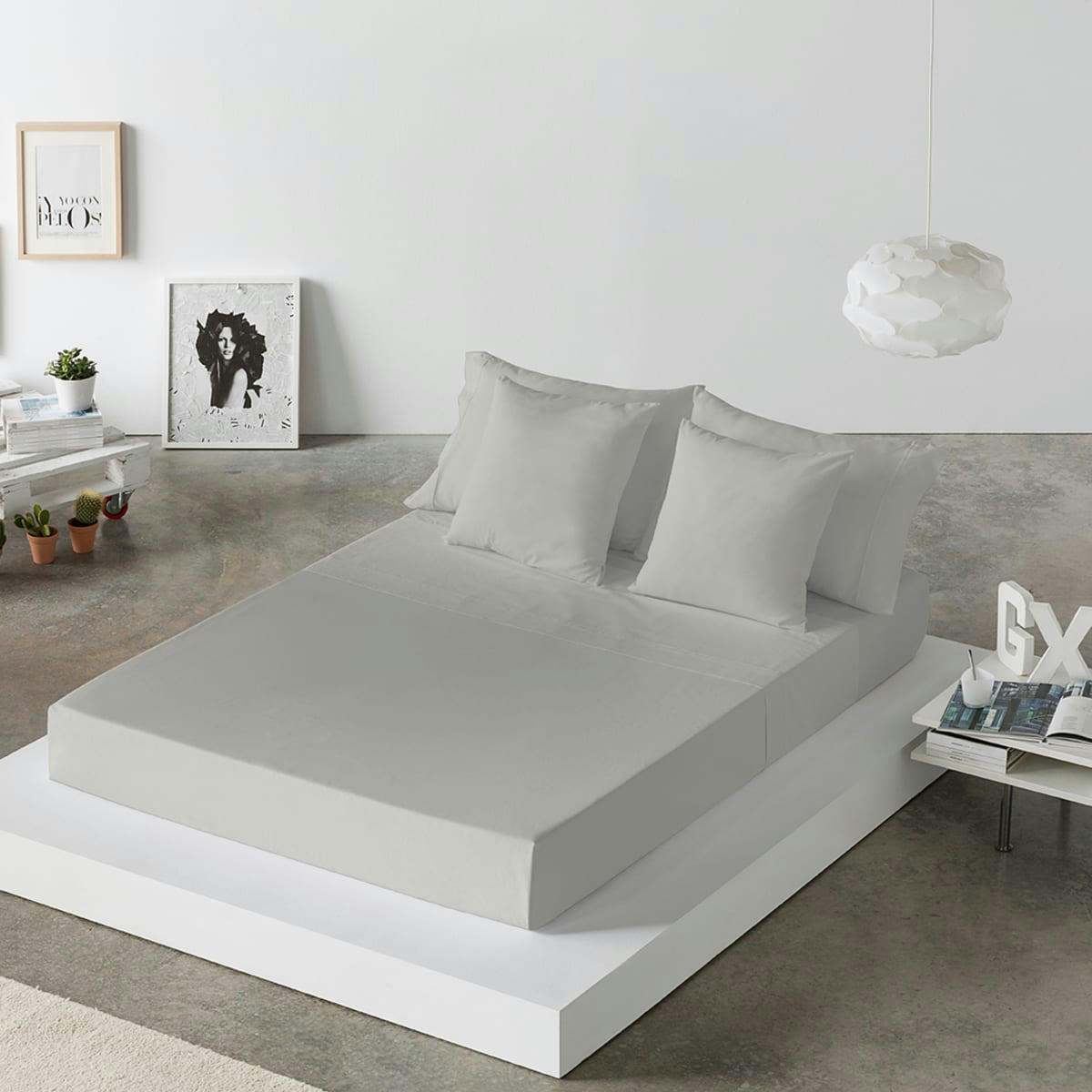 CASUAL DDL - Drap de lit en coton gris 250x280