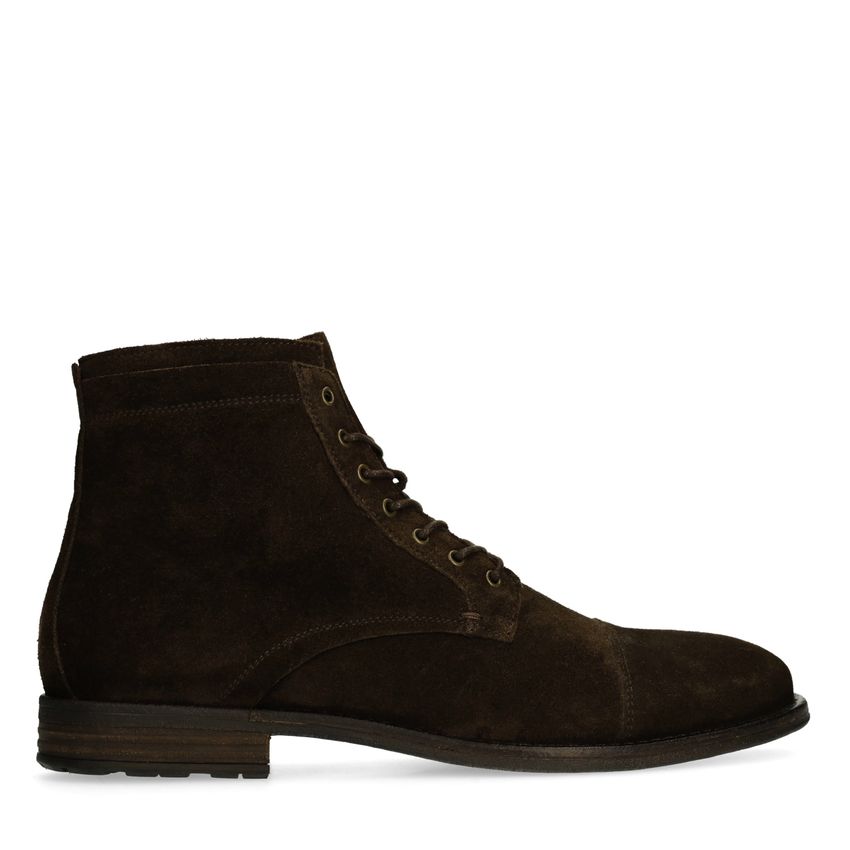 Manfield Donkerbruine suède veterboots