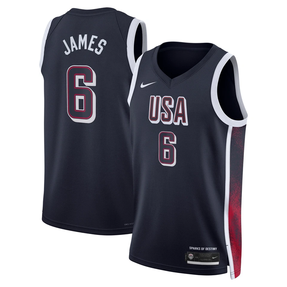LeBron James #6 USA Men’s National Team USA 2024 OLYMPIC JERSEYS - Navy