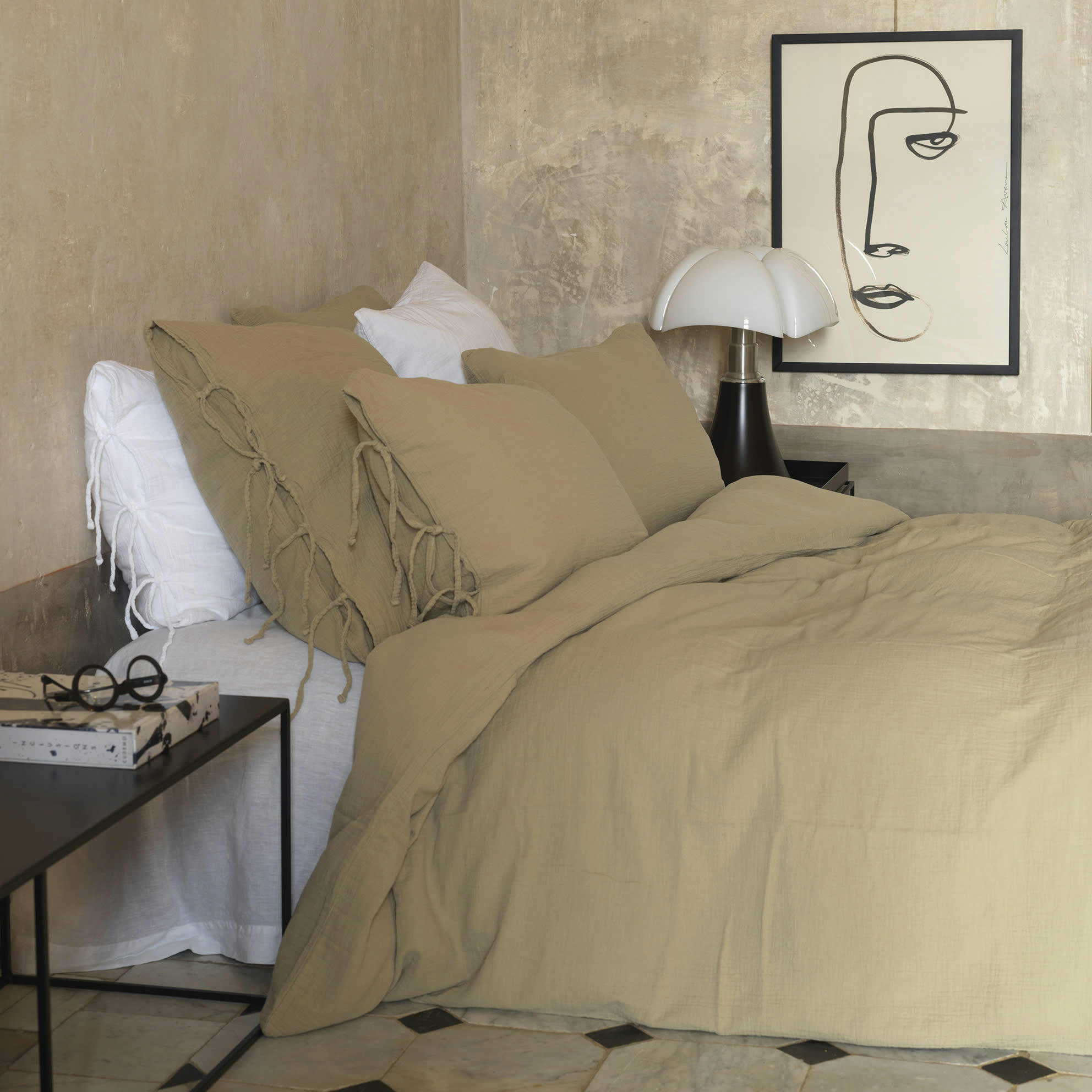 GAZE DE COTON LIGHT - Taie d'oreiller en gaze de coton light mastic 50X70 CM