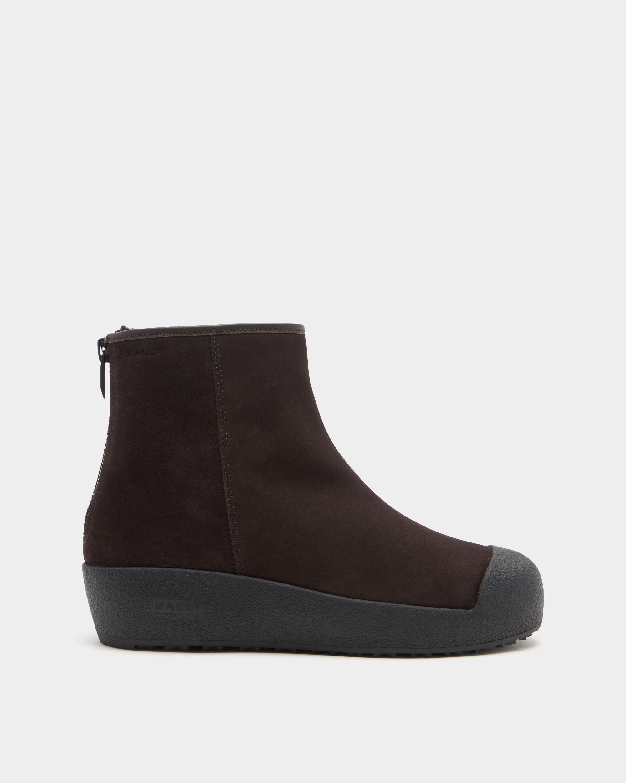 Bally Curling Stiefelette Aus Braunem Veloursleder