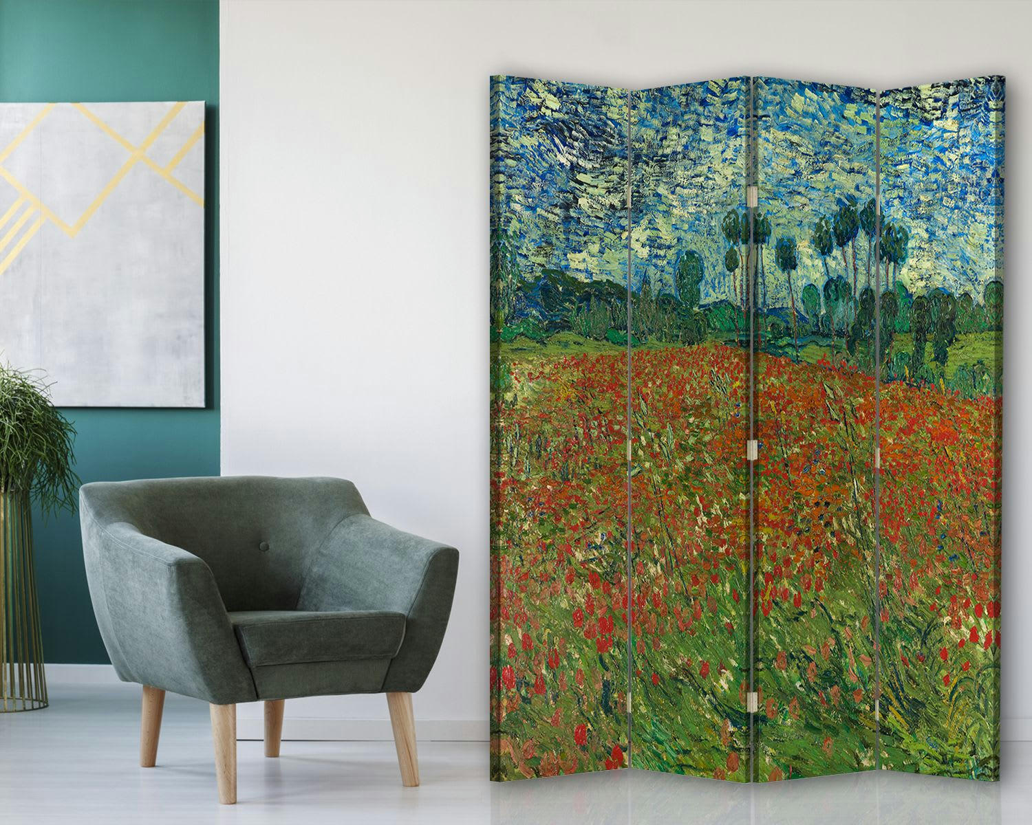 - Paravent Le Champ des Coquelicots - Van Gogh 145x180cm (4 volets)