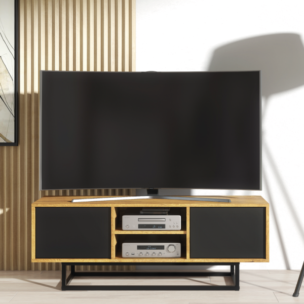 Szafka RTV 120cm Loft ONE FURNITURE Laminat Dębowy & Czarny