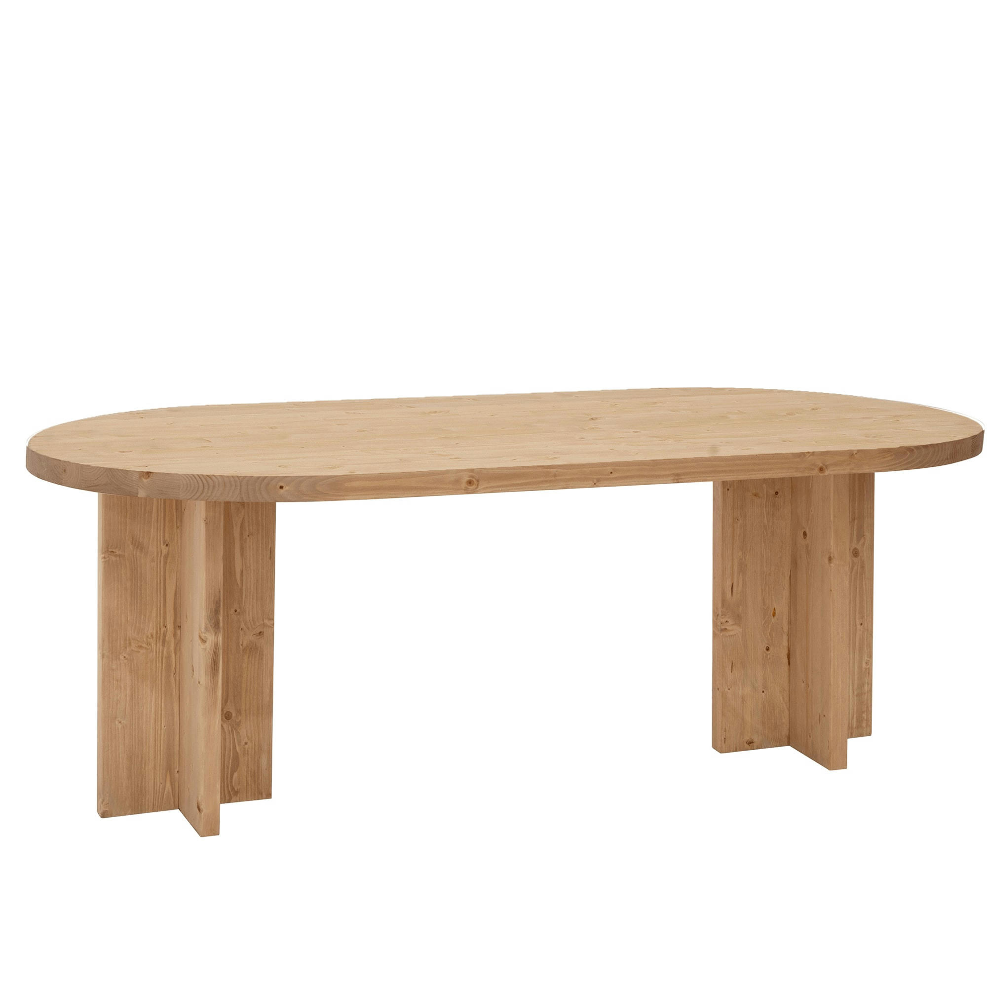 TOKYO - Table à manger ovale en bois de sapin marron clair 160x78cm