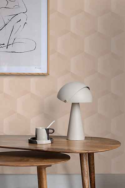 Origin Wallcoverings papier peint hexagone 3d rose clair 53 cm x 10.05 m