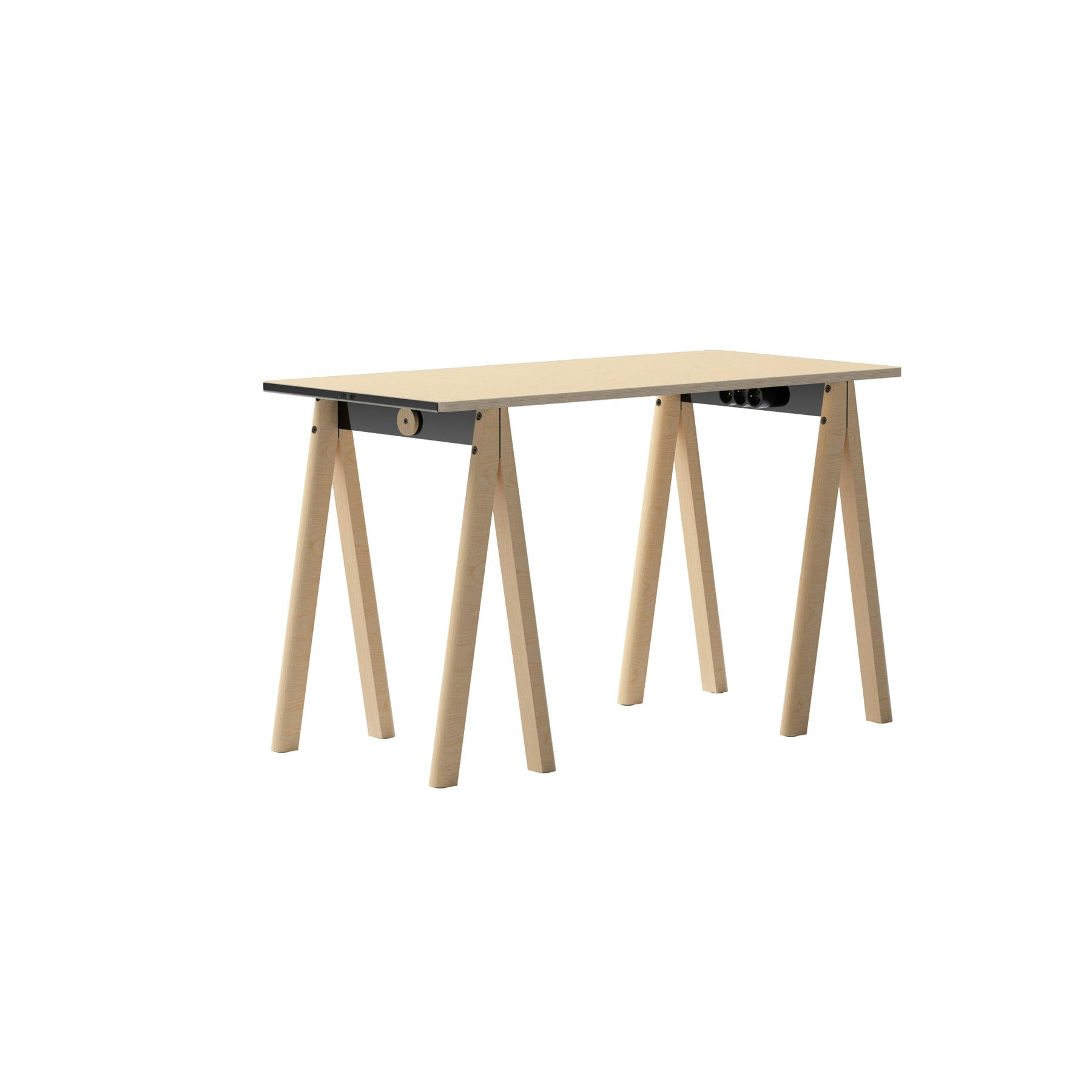 - Bureau démontable pieds en bois et plateau aspect chêne 130x70cm