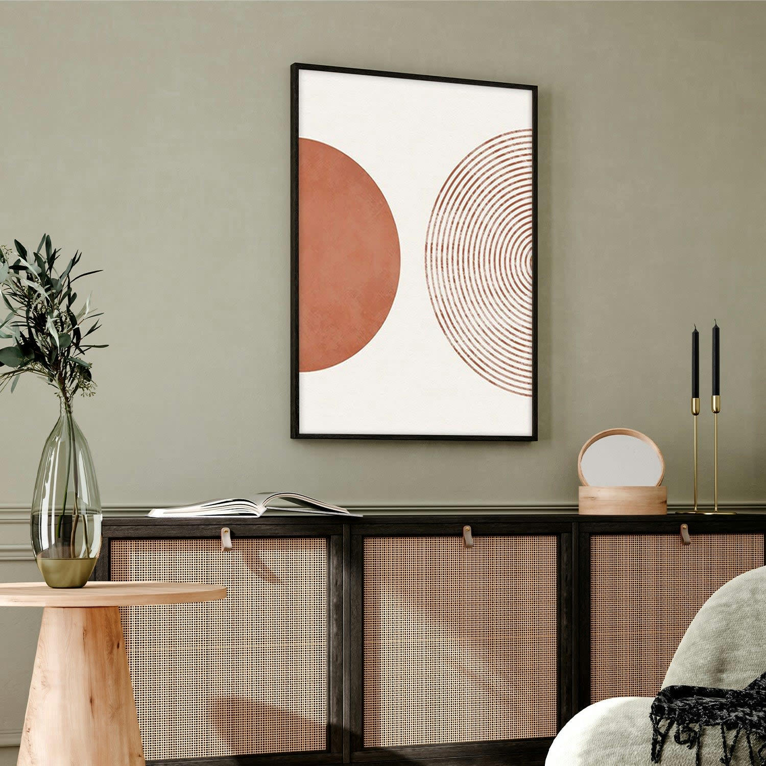 MINIMALISMO - Affiche avec cadre noir -  géométrie abstraite - 30x40