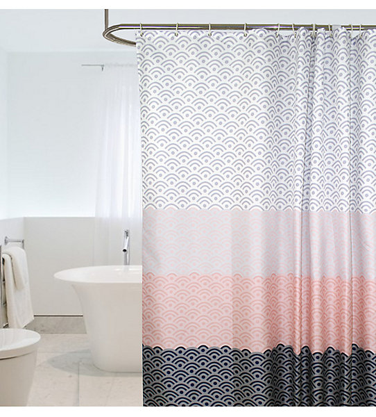 BASHLWUA 180 x 200cm Rideau de Douche avec 12 Crochets Séchage Rapide(les vagues), Tissu Polyester Imperméable Lavable en Machine