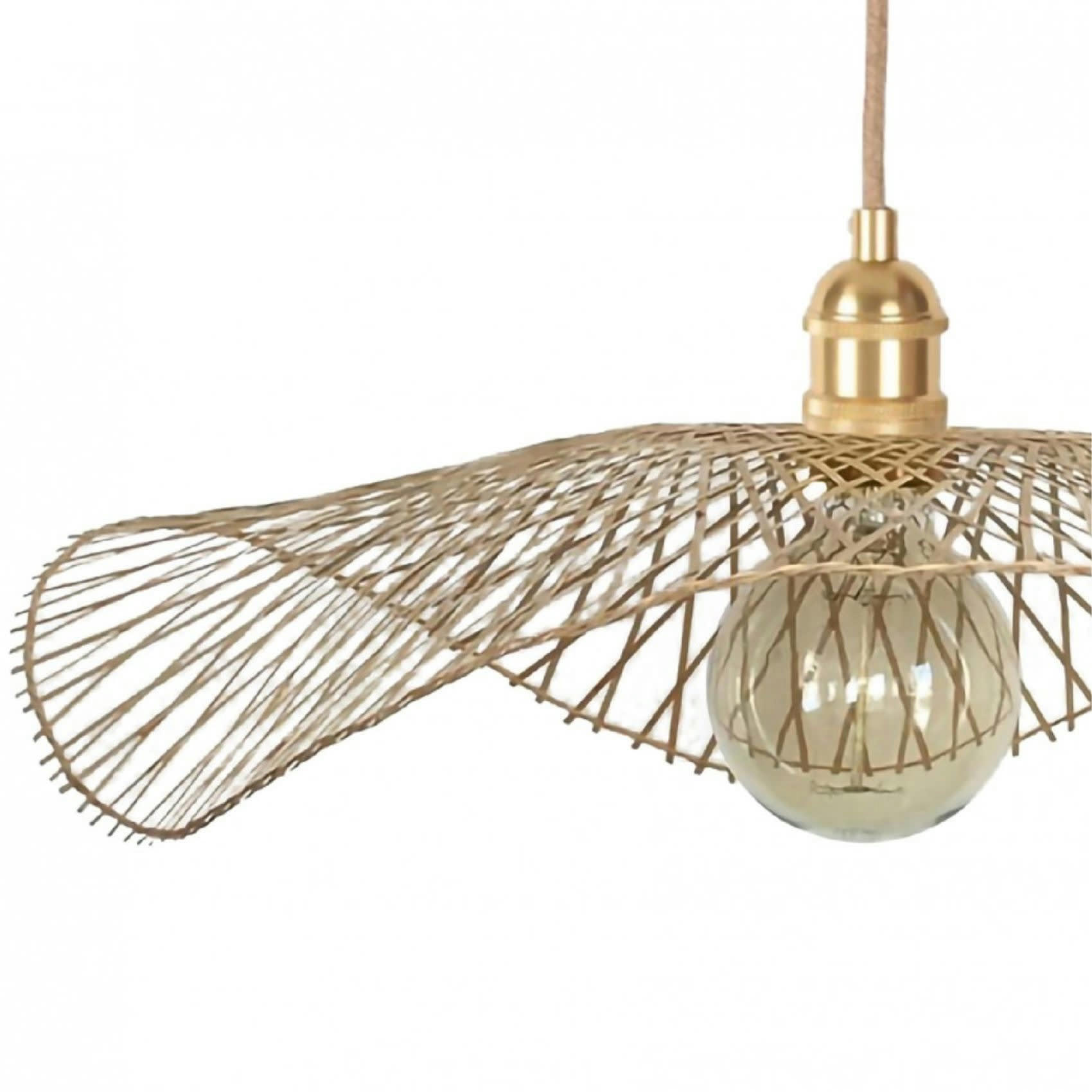 LIBELLULE - Abat jour bambou ombrelle ajourée naturel Ø 65 cm