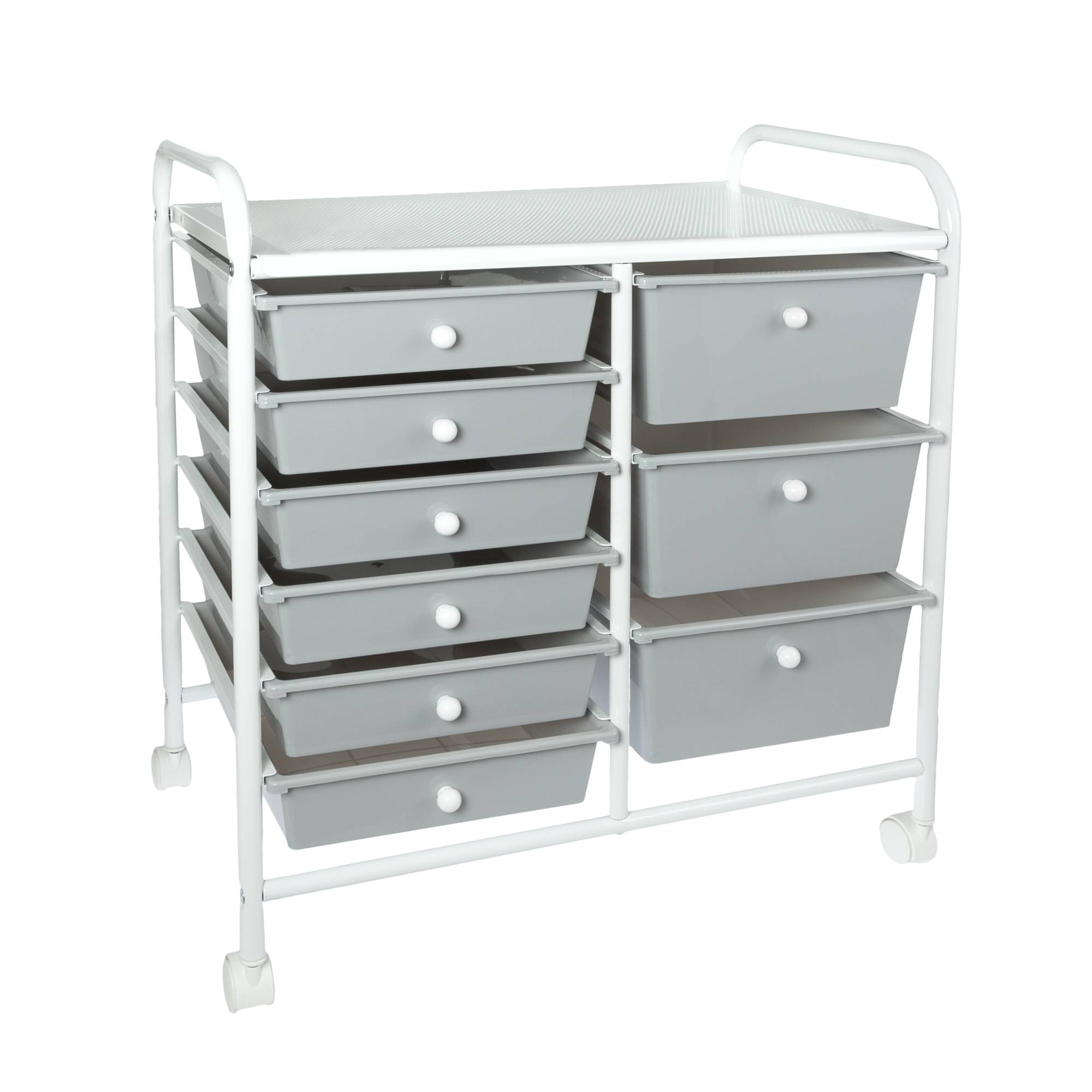 Grey and White Rolling Organiser 9 Drawers