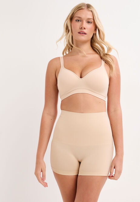 Womens Nude High Waist Control Short Briefs