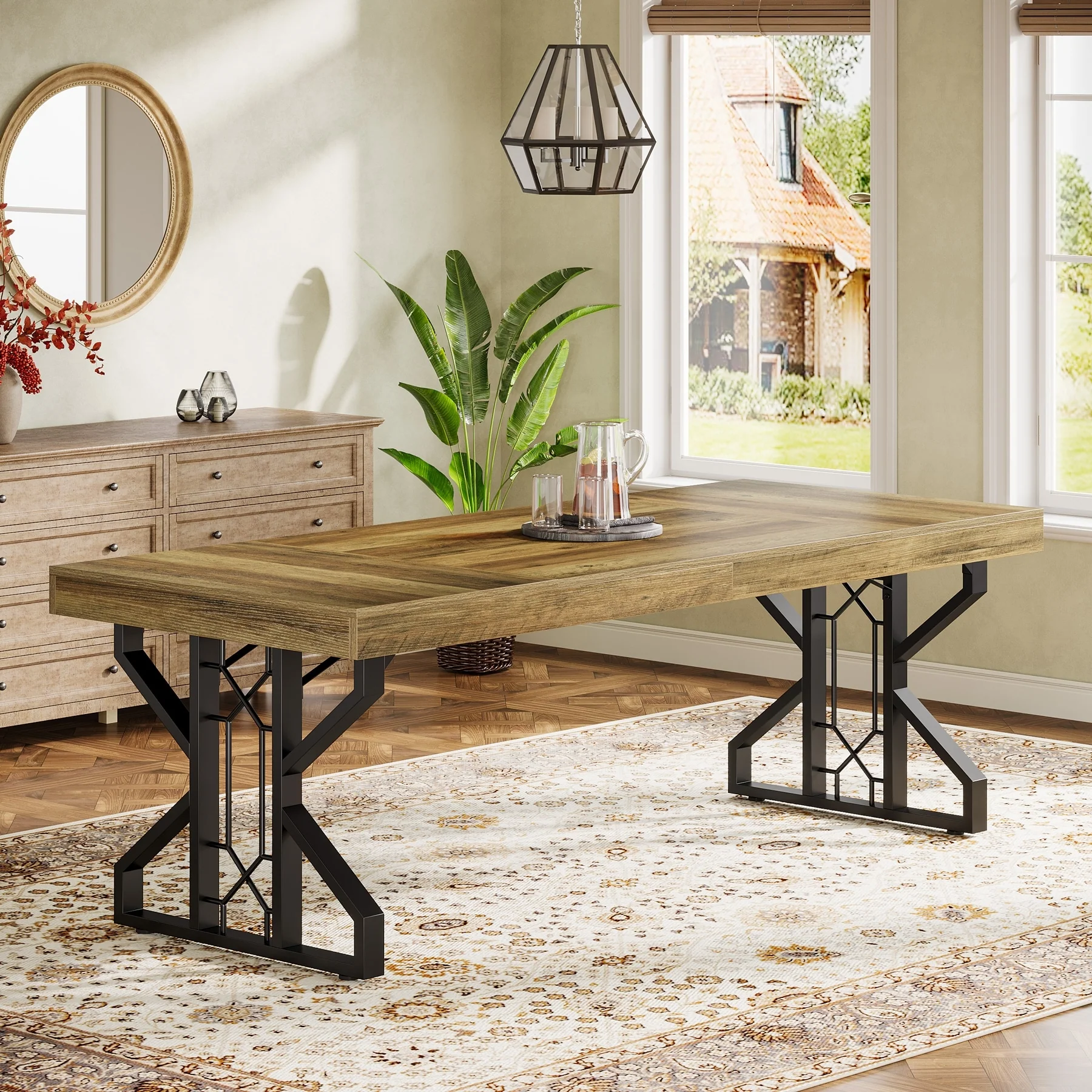 63-Inch Rectangle Dining Table for 6 People