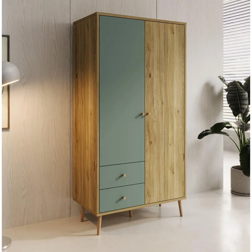 Meubella - Kledingkast Wally - Groen - 95 cm