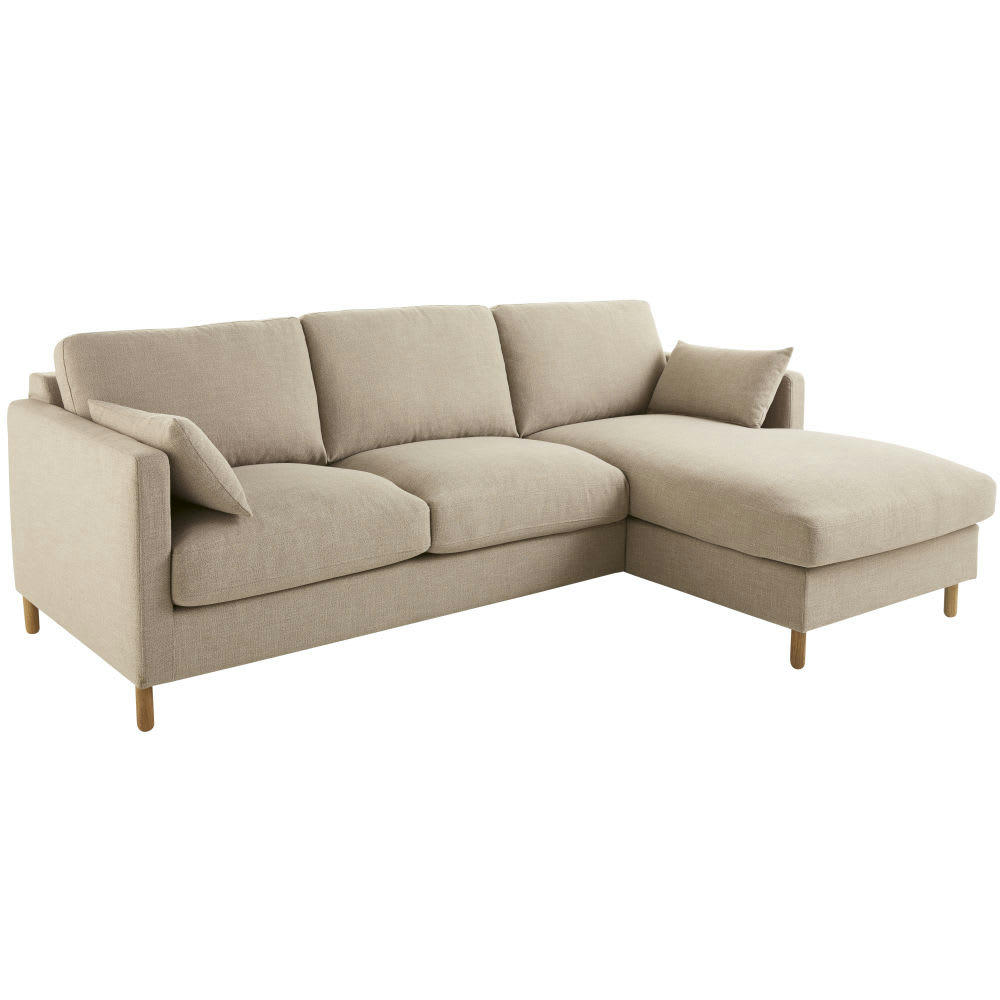 Julian - Canapé d'angle droit 5 places beige