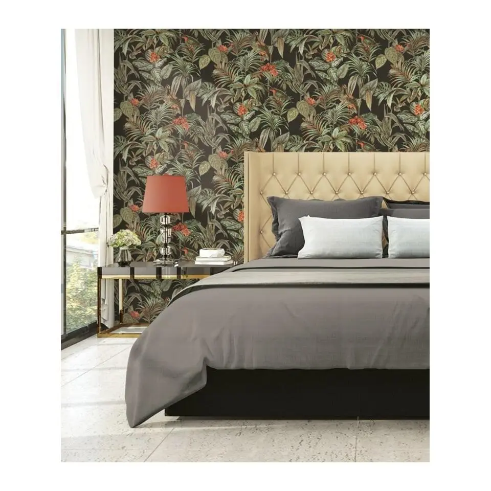Dutch Wallcoverings Vliesbehang Wallstitch bird of paradise - zwart - 10m x 53cm