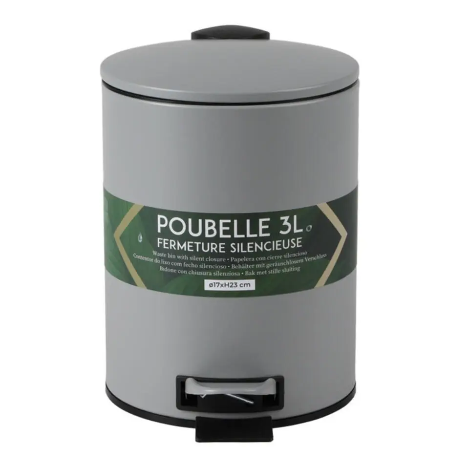 Urban Living Pedaalemmer Toulon - betongrijs - 3 liter - metaal