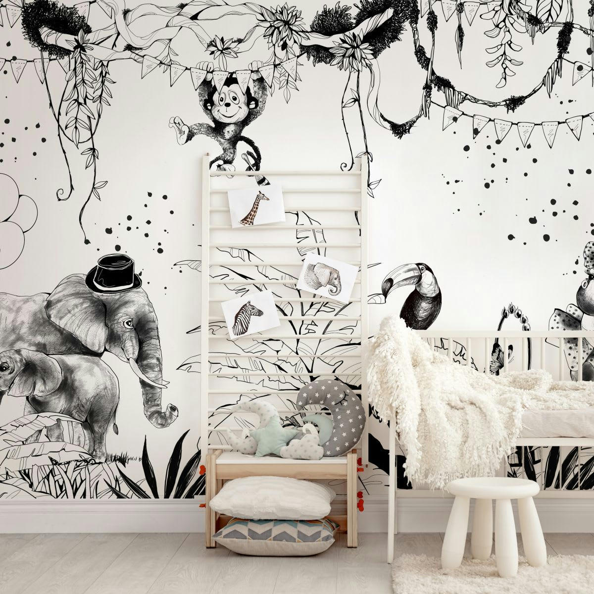 - Papier peint panoramique enfant cirque de la jungle 170 x 250 cm