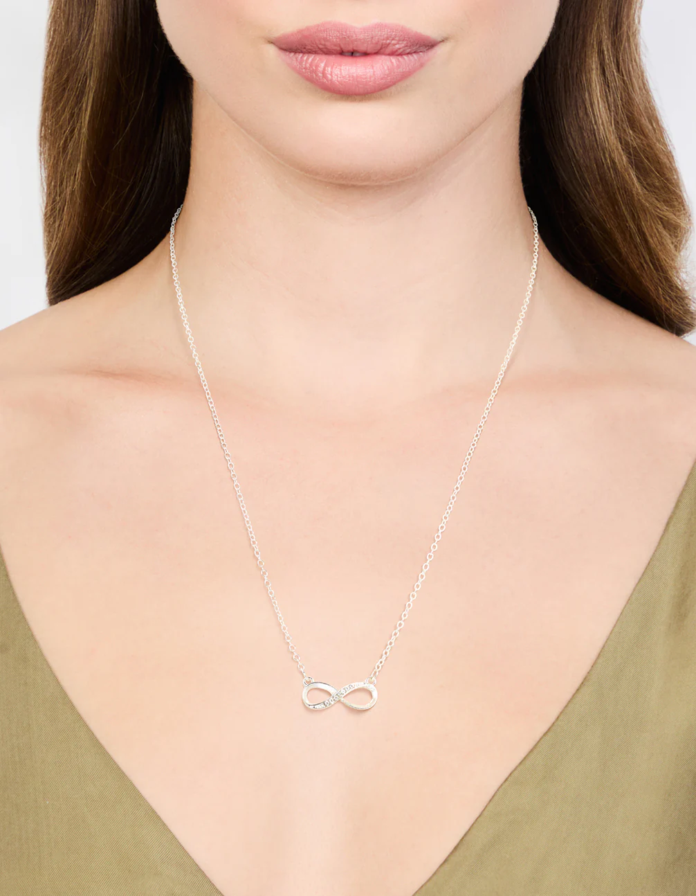 Silver Encased Diamante Infinity Necklace