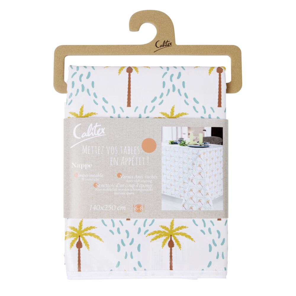Nappe rectangulaire imperméable imprimé tropical et palmier 140x250cm