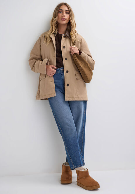 Womens Tan Fluffy Suedette Boots