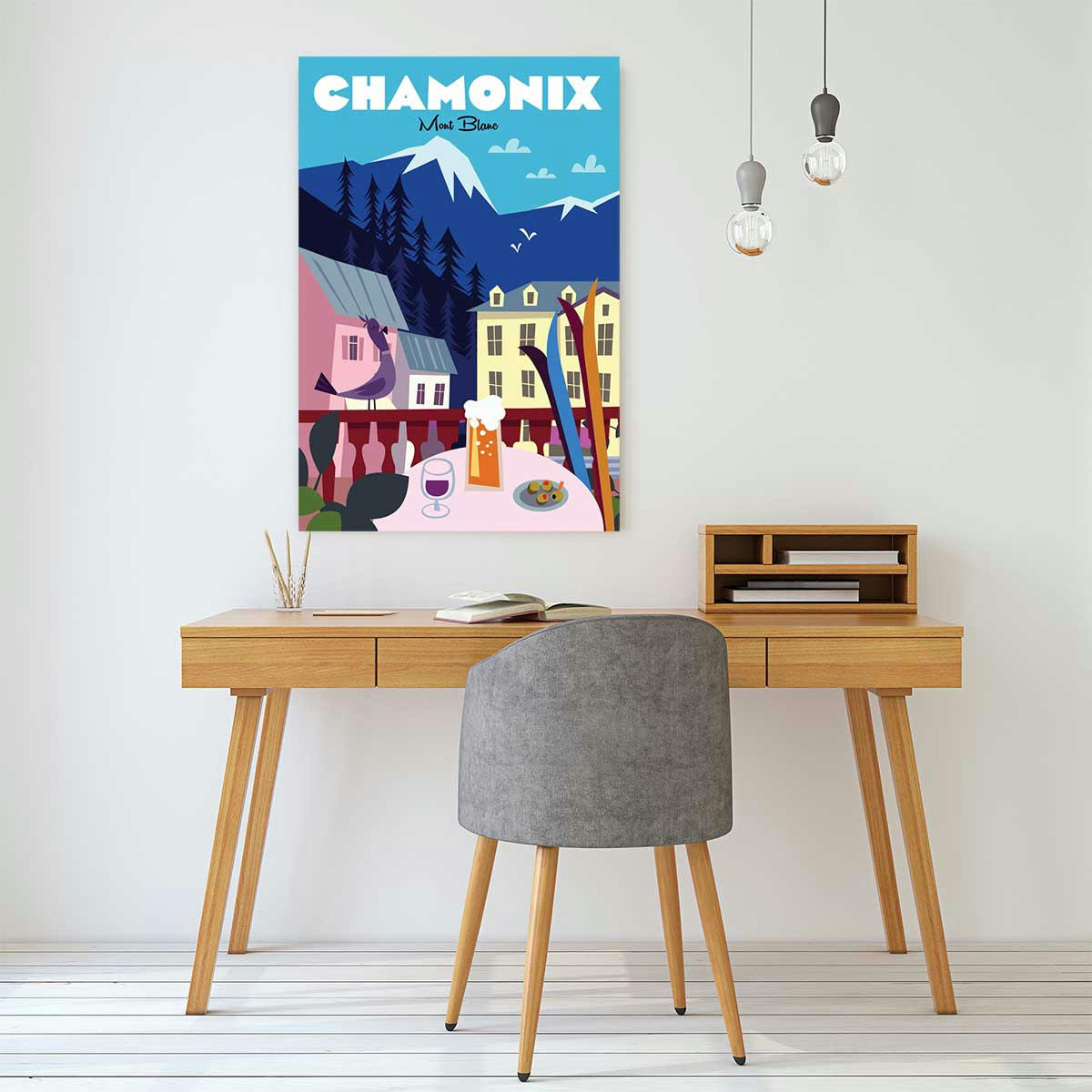 - Tableau chamonix mont blanc imprimé sur toile 30x45cm
