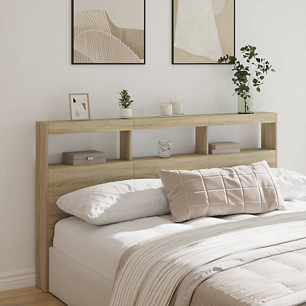 Armoire tête de lit avec LED chêne sonoma 180x17x102 cm vidaXL