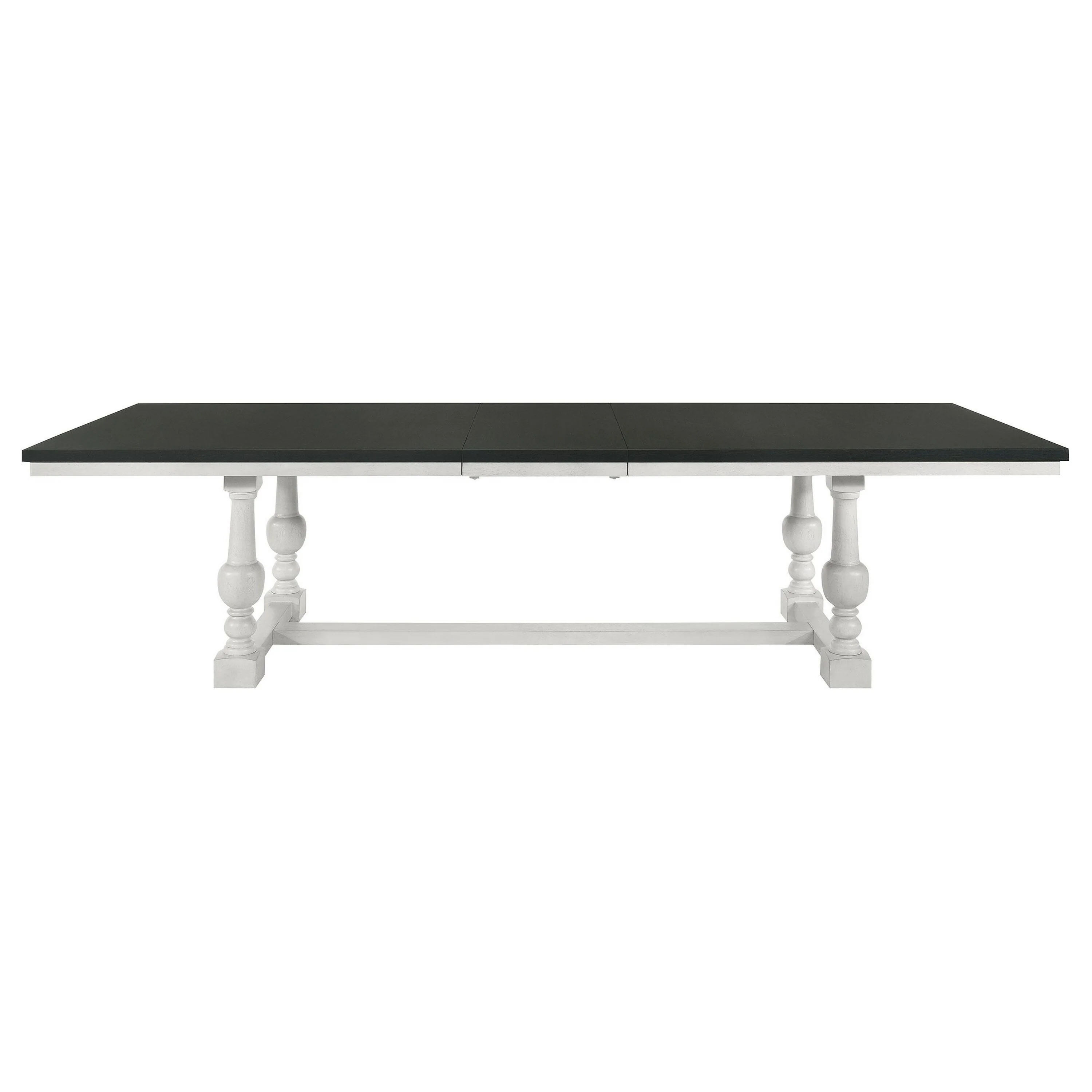Venty Dining Table with Extension Leaf, Charcoal, White, 95-112 Inch