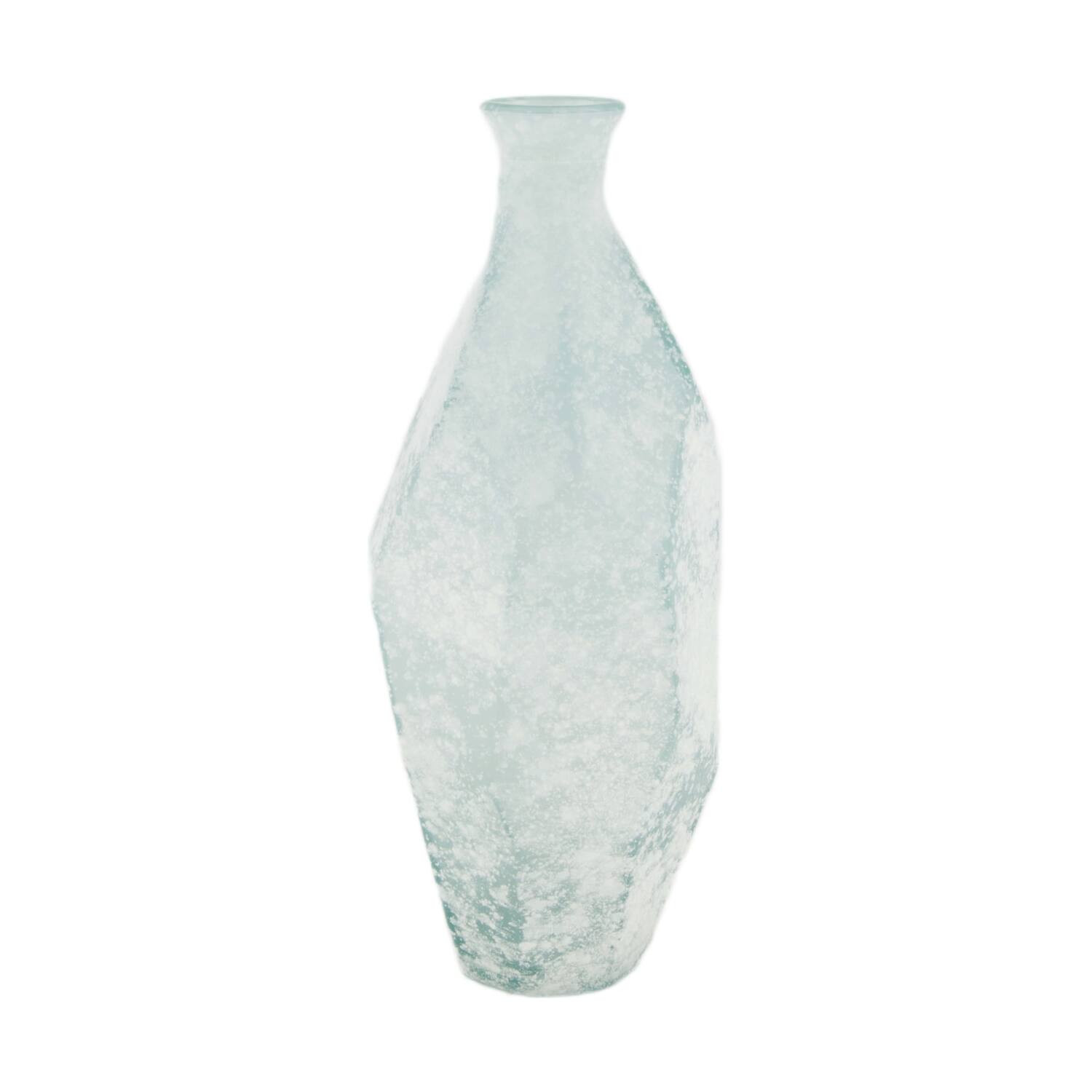 Dekoracyjny wazon szklany 31 cm biało-błękitny