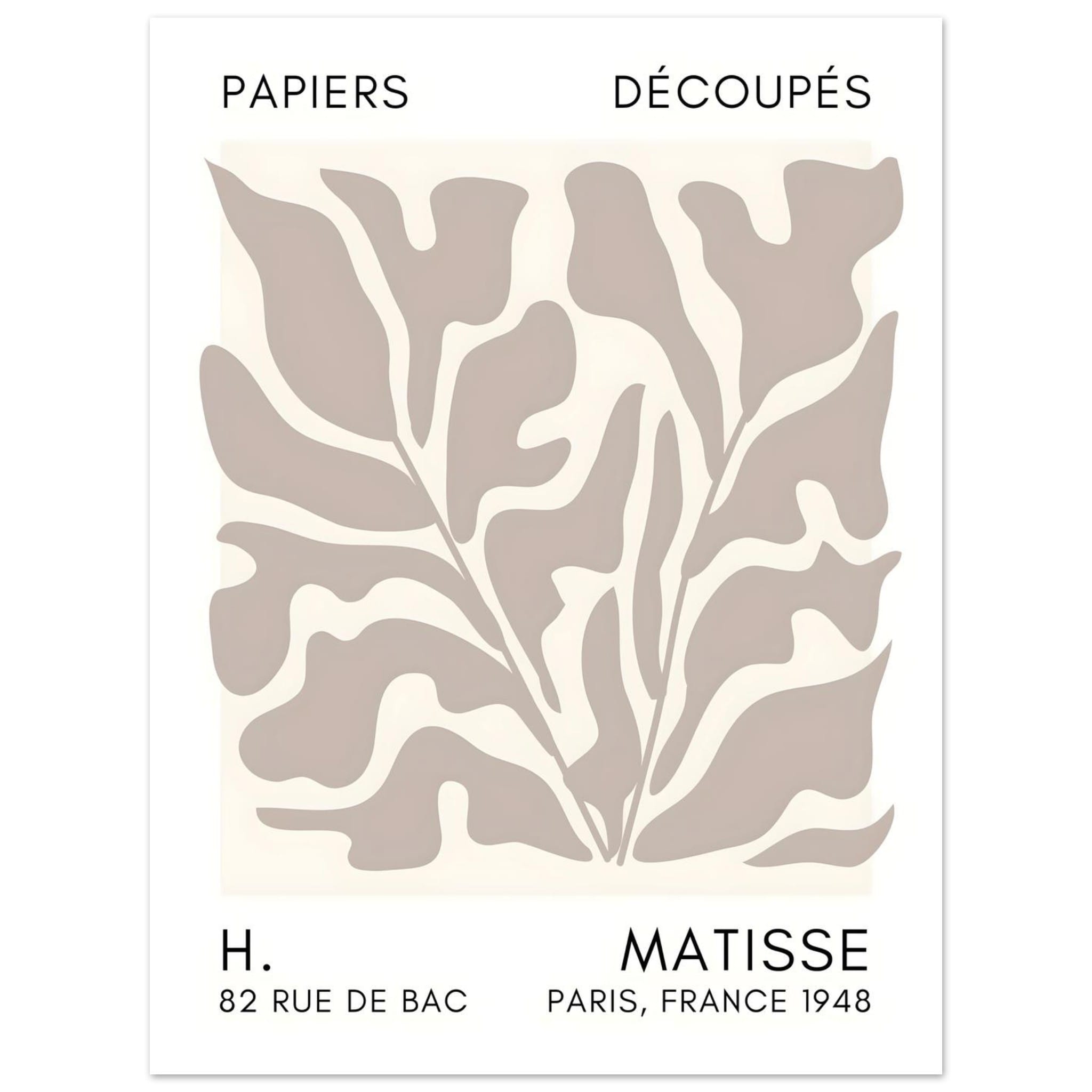 Artfulprints Poster Matisse – Seabed shapes grey  - 30x40 cm - Grijs