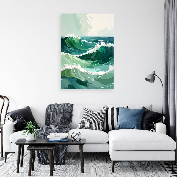 Obraz do salonu sypialni biura, Morze Fale Pastelowy Krajobraz 20x30
