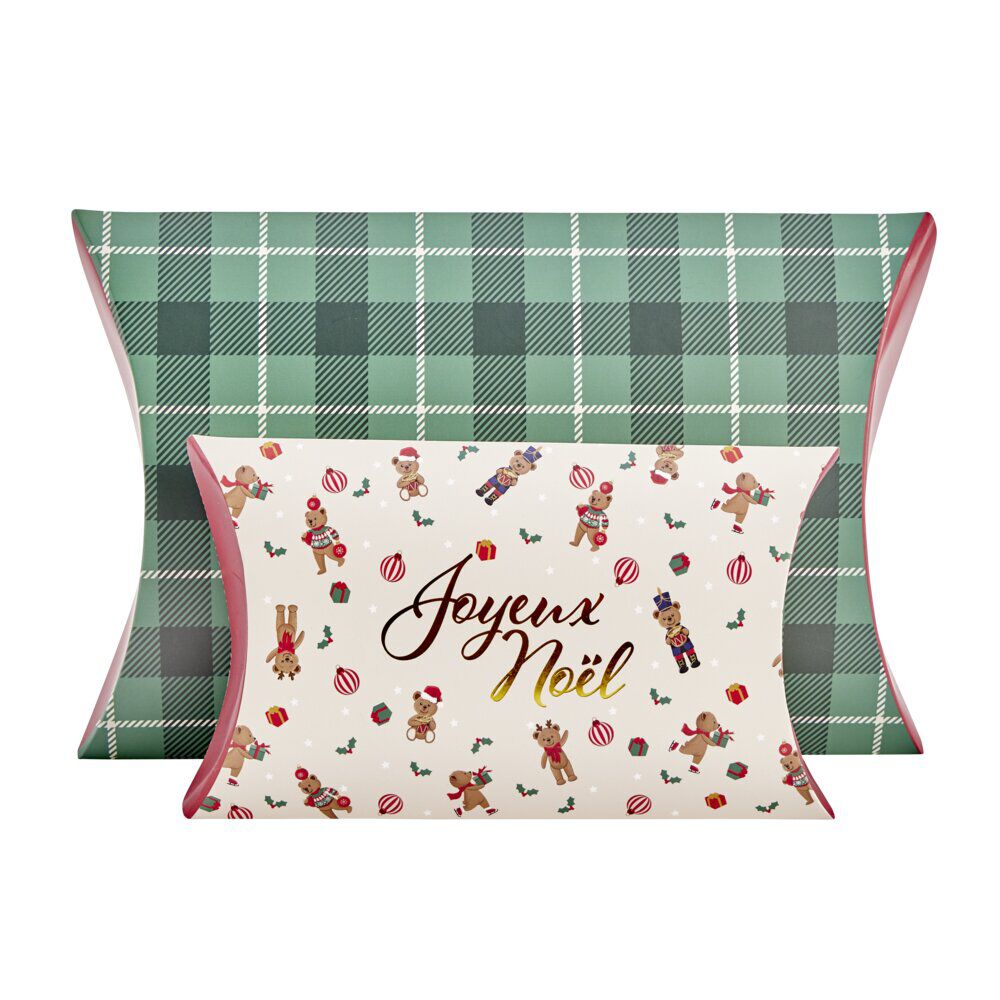 BoÎte cadeau berlingot x2 fantasia Joyeux No&euml;l 12,5x21cm et tartan 18,5x29cm