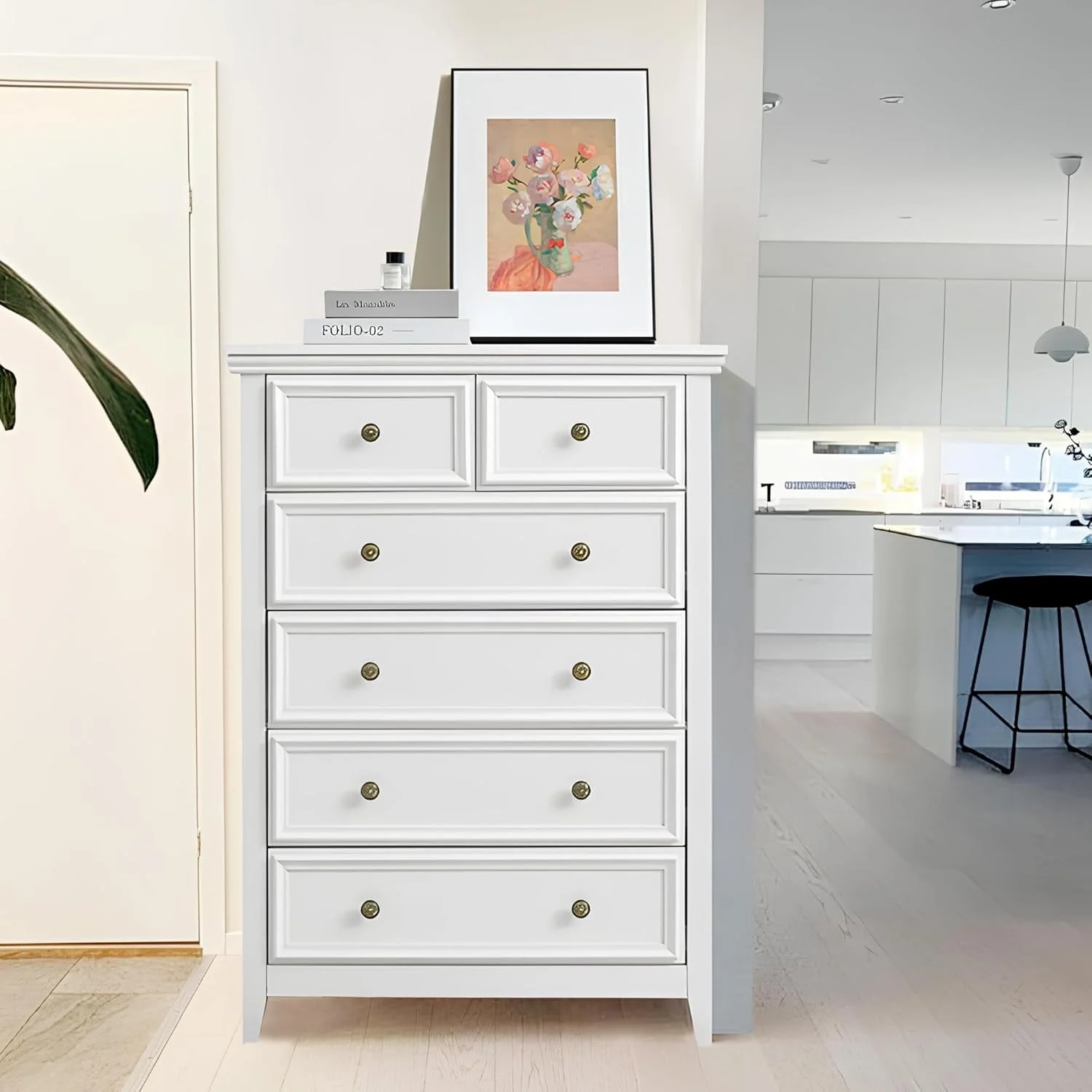 Roomfitters 6 Drawer Dresser, 6 Drawers cabinet Tall Chest of Drawers Closet Organizers Storage Clothes