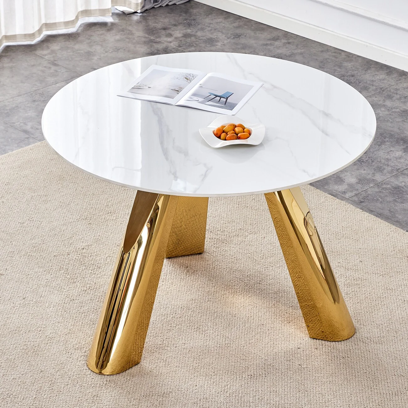 42 Luxury Sintered Stone Table: 0.45 Durable Top + 6 Steel Legs, 500lb Capacity, Stain/Heat