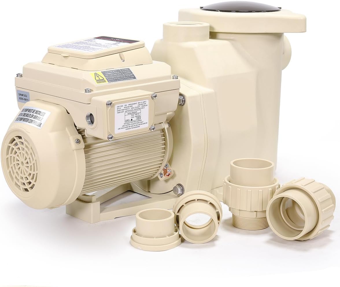XtremepowerUS 2HP Pool Pump  Variable Speed Inground/Aboveground  Filter Energy Star Certified  1-1/2” & 2” Pipe Adapters