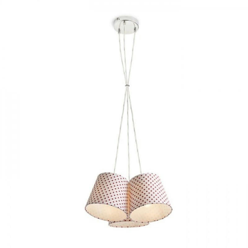 NANCY - Suspension triple abat-jour textile blanc
