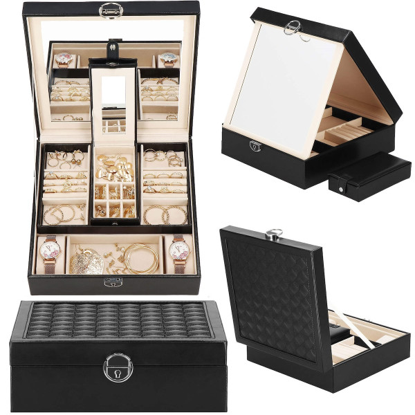 Szkatułka na biżuterię ekoskóra 25 x 25 x 8,5 cm organizer