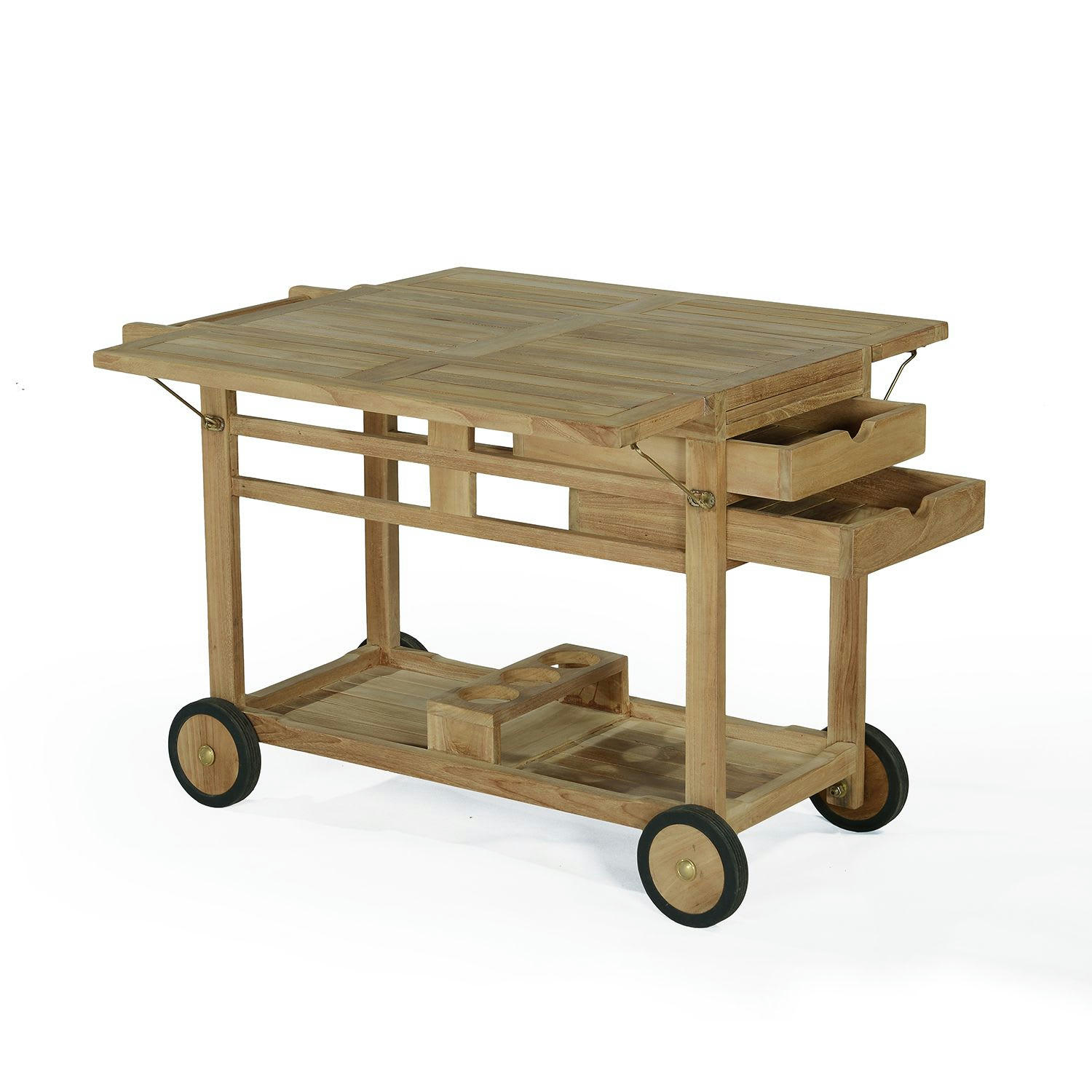 PARTY - Desserte à roulettes en teck massif naturel